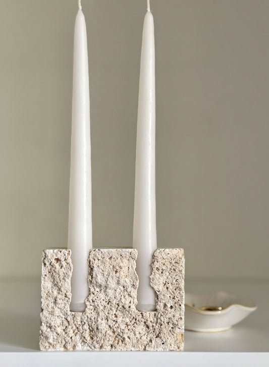 Edgy Travertine Candleholder