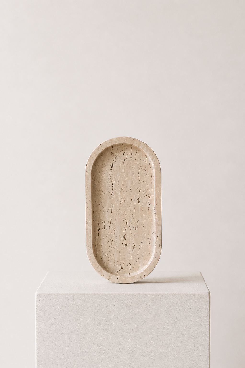 Sakura Oval Travertine Decorative Tray
