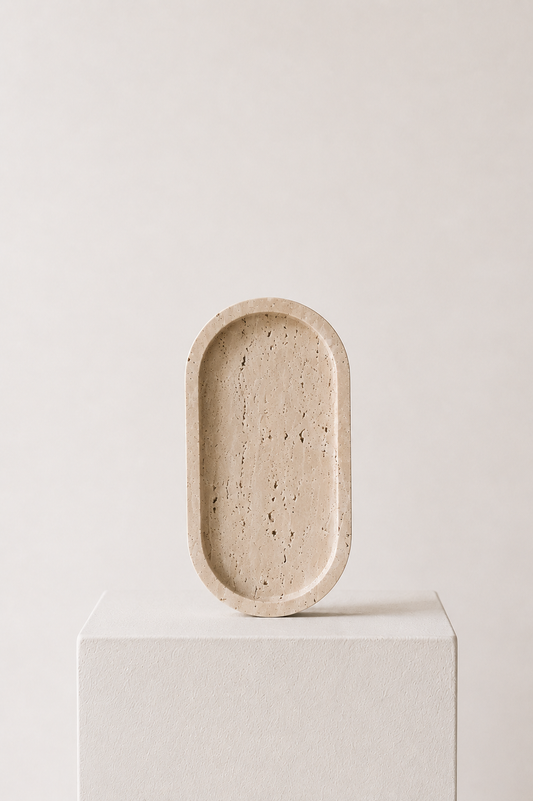 Sakura Oval Travertine Decorative Tray
