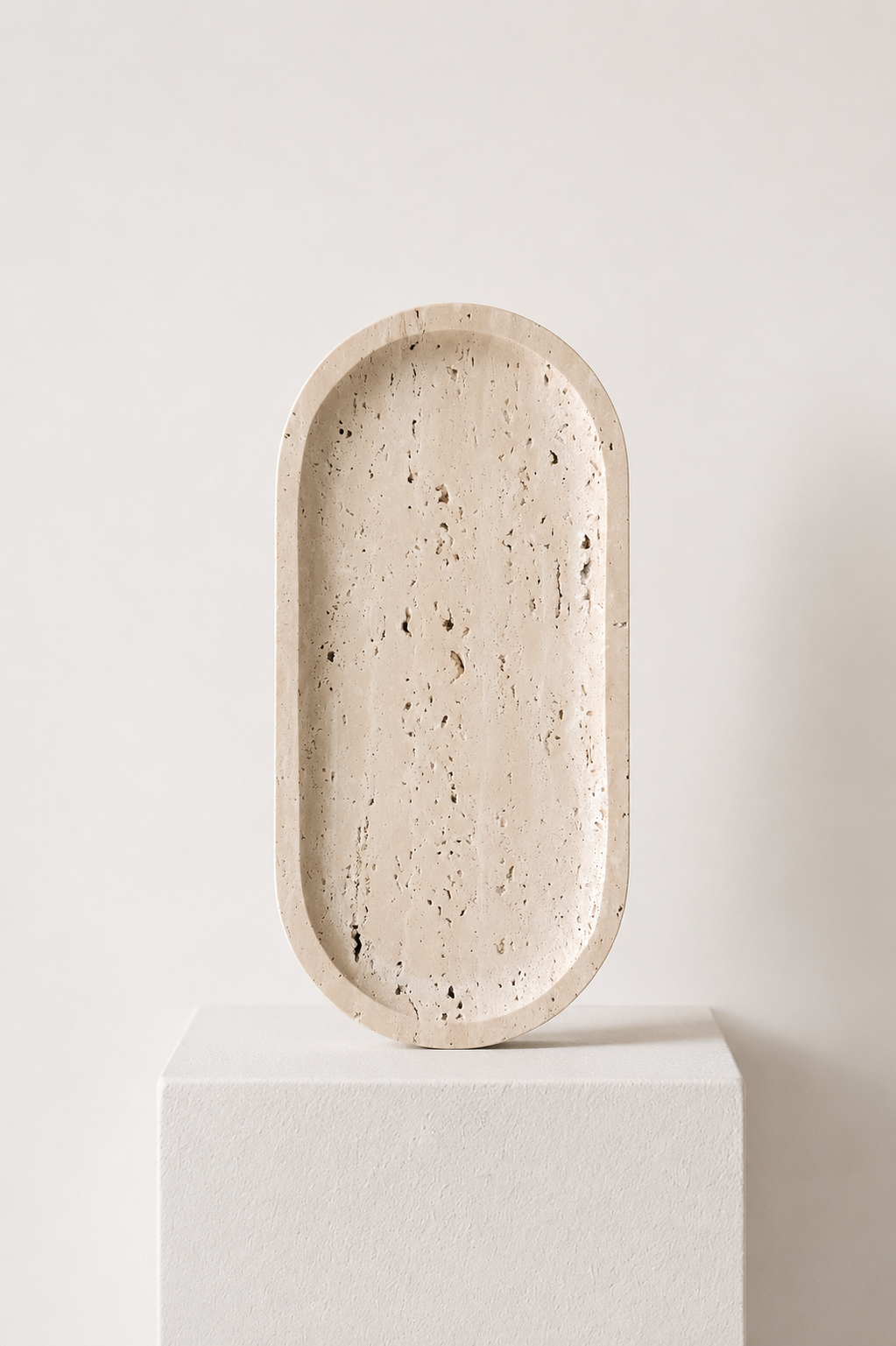 Sakura Oval Travertine Decorative Tray